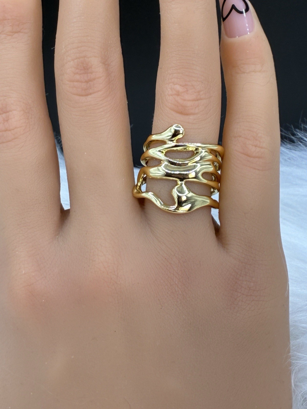 Silver Plated Alloy Irregular Geometric Rings for Women Fashion Jewelry size 6.5