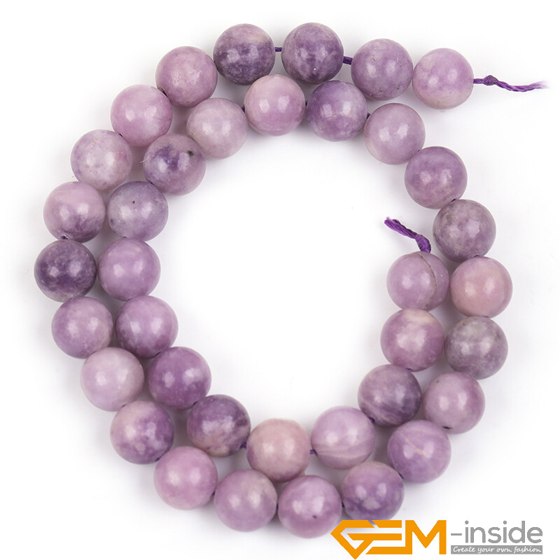 Natural Purple Lepidolite Round Polished Gemstone For Jewellery Making Beads 15″