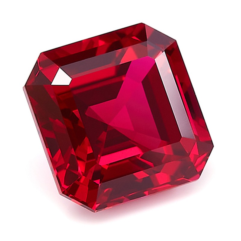Hot Sale 0.5-10ct Asscher Cut Lab Grown Ruby Loose Gemstones for Jewelry Making