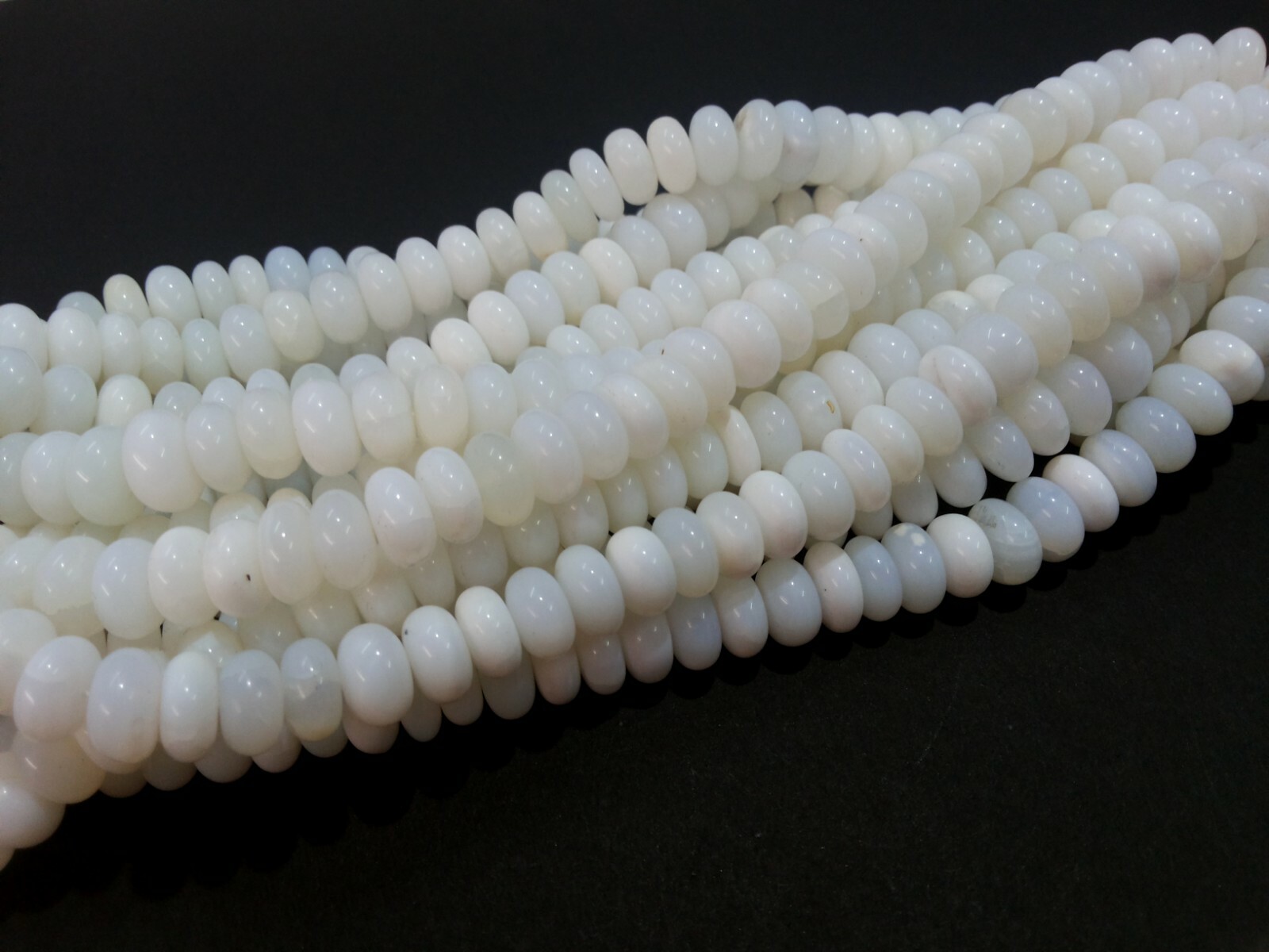 2 Strand Natural White Opal Rondelle Smooth 9-10mm Gemstone Loose Beads 8″inch