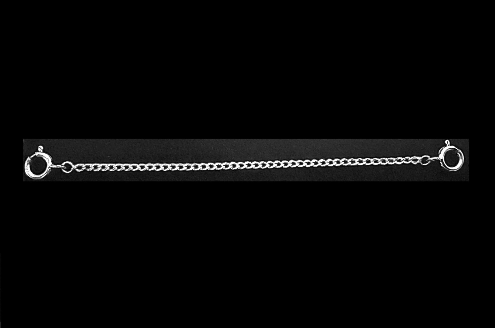 18k 1.4mm Curb White Gold 2.25″ Chain Extender Safety double 4.5mm spring ring