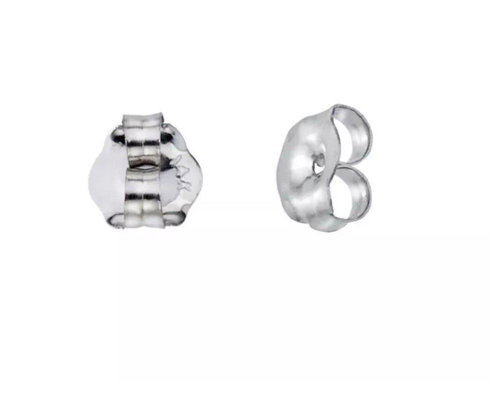14K White Gold Earring Backs Medium 1 PAIR Butterfly, Highly Polished