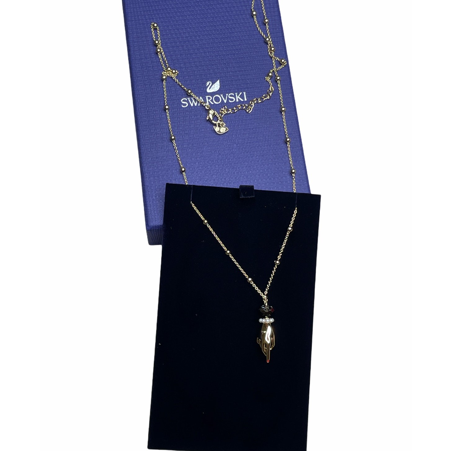 SWAROVSKI TAROT MAGIC HAND PENDANT MULTI-COLORED GOLD TONE NECKLACE