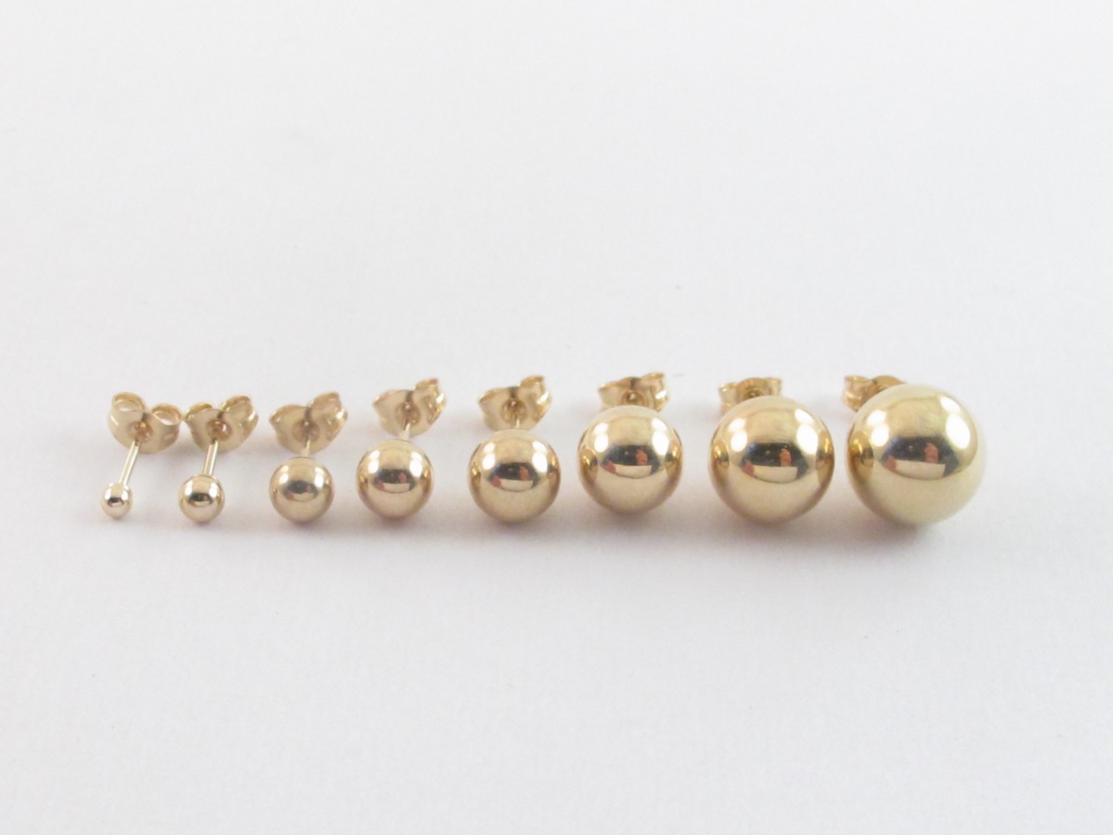 14k Yellow Gold Ball Stud Earrings Push Back 2 mm 3mm 4mm 5mm 6 mm 7 mm 8mm