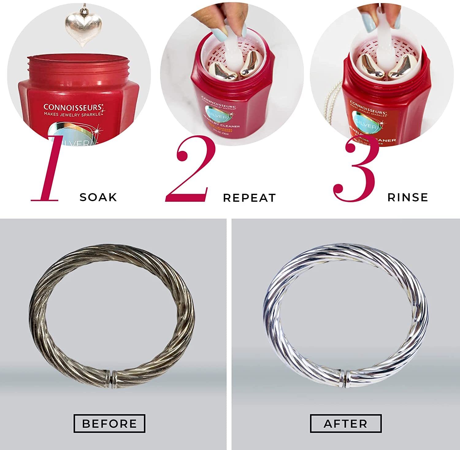 CONNOISSEURS Sterling Silver Jewelry Tarnish Cleaner Silver Cleaning Solution