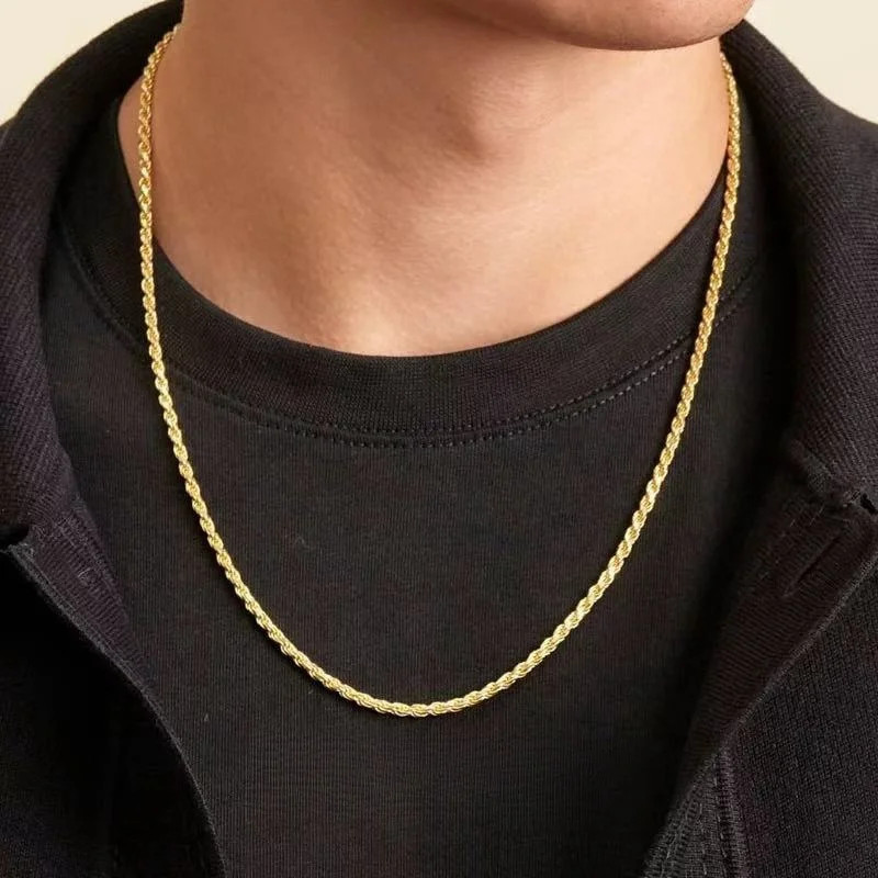 2mm Titanium Steel Twisted Chain Necklace Simple Men Necklace Hip Hop Men Stainl