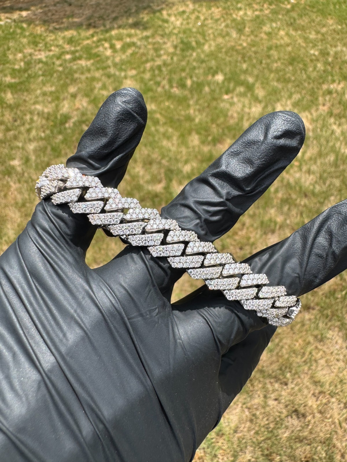12mm VVS Moissanite Cuban Link Bracelet (Solid Silver)