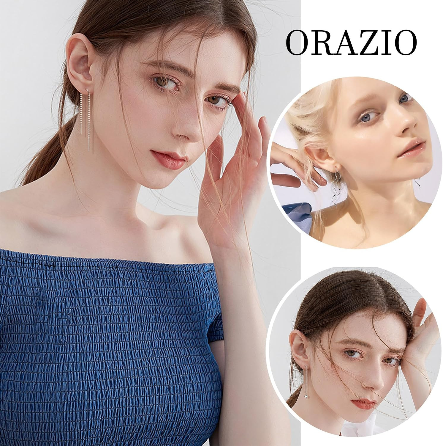 9 Pairs Threader Earrings for Women Stainless Steel Chain Tassel Earrings Lightw