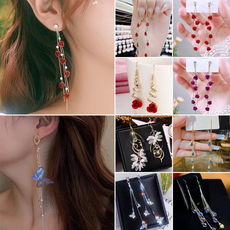 Elegant Cubic Zirconia Crystal Earrings Stud Drop Dangle Women Party Jewelry New