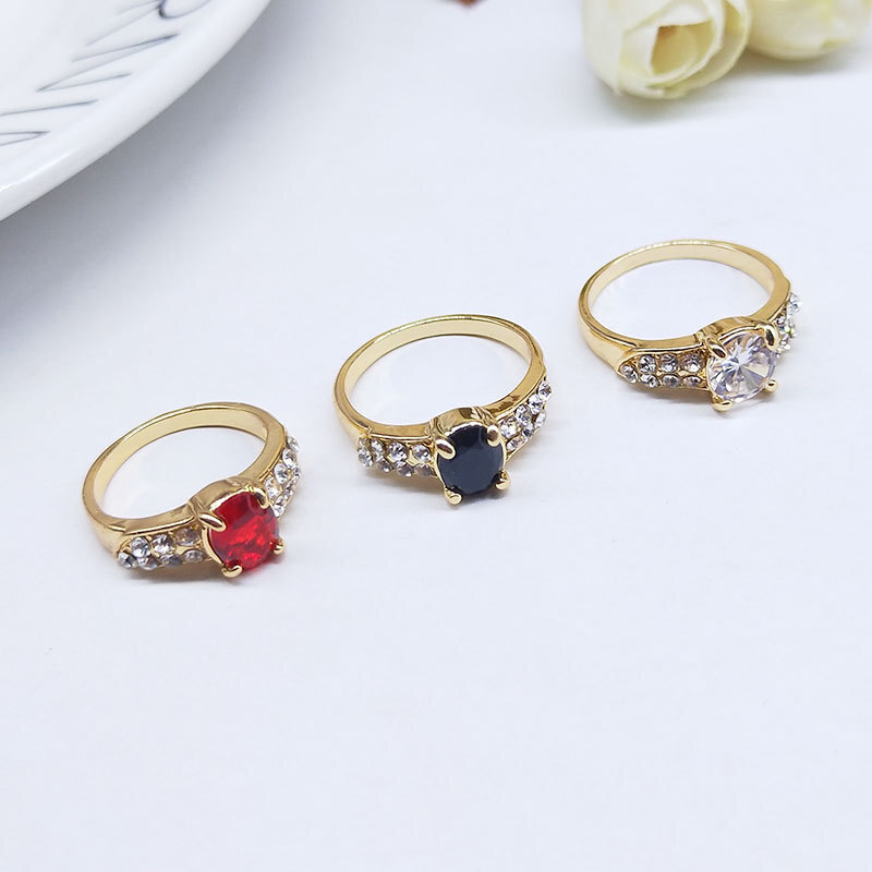 Wholesale Colorful Zircon Crystal Mixed Rings Bulk Finger Band Ring Jewelry Lot