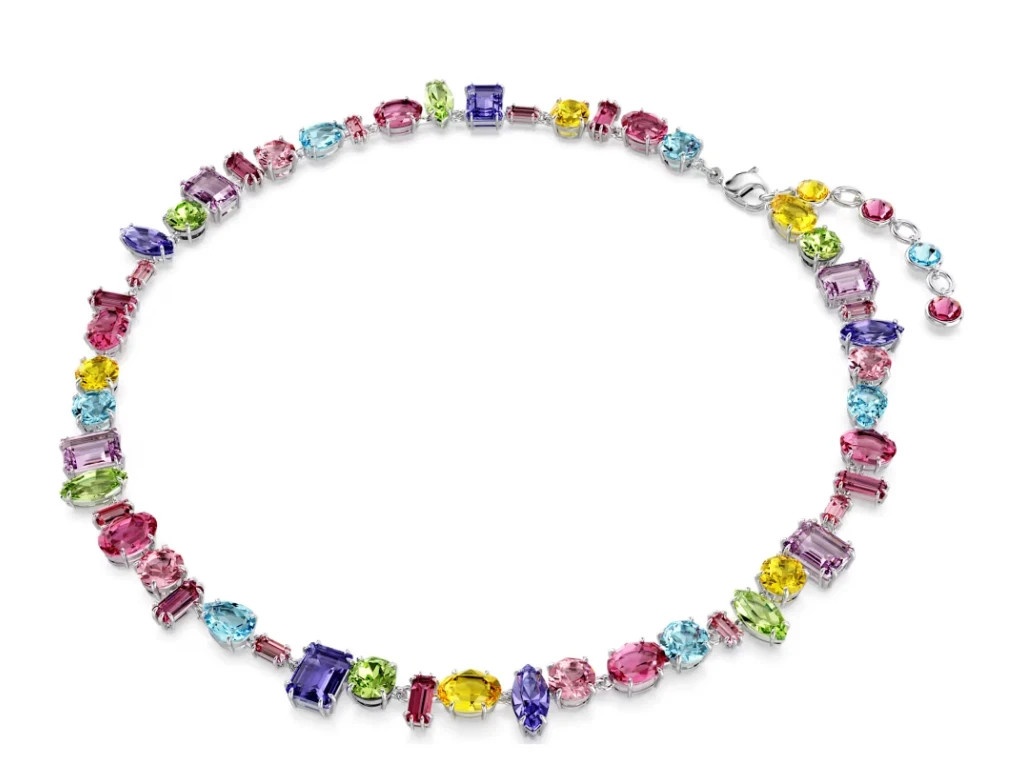 Swarovski Gema necklace Mixed cuts, Multicolored, Rhodium plated