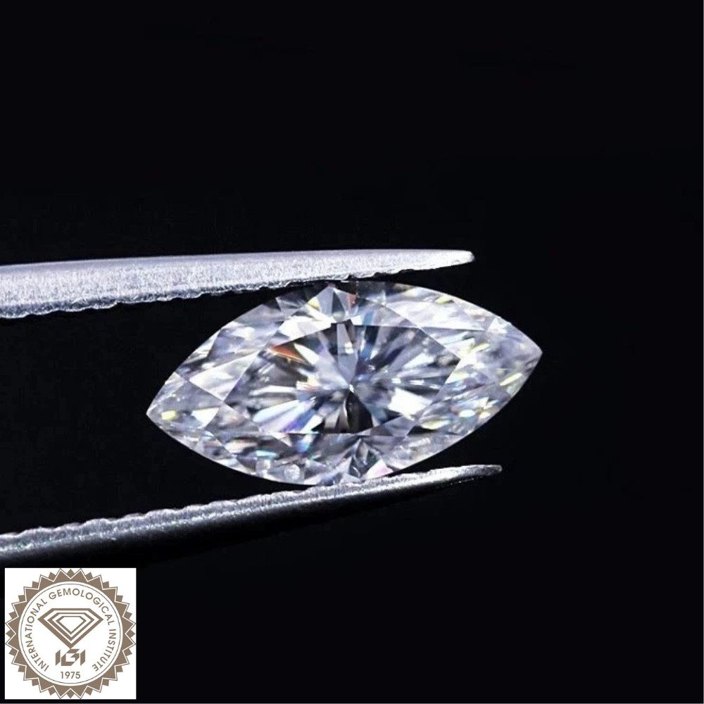 IGI Certified D Color 1.07 CT Marquise Cut Lab Grown Loose CVD Diamond VVS1