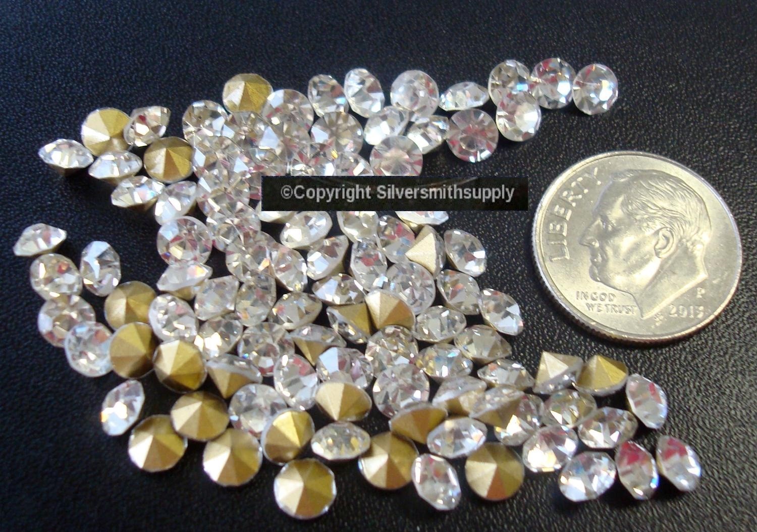 100 pcs crystal rhinestones tin cuts high quality 4.5×1.5mm foil backed misc014