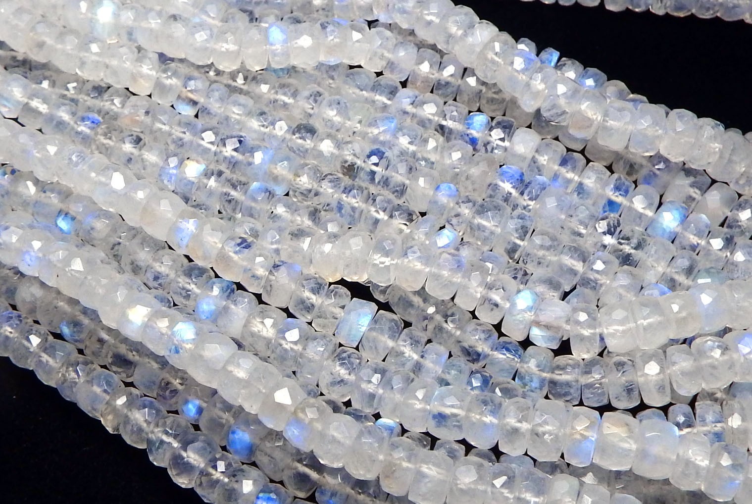 RAINBOW MOONSTONE Faceted Rondelle Beads Very Flashy! AAA NATURAL Choose Size