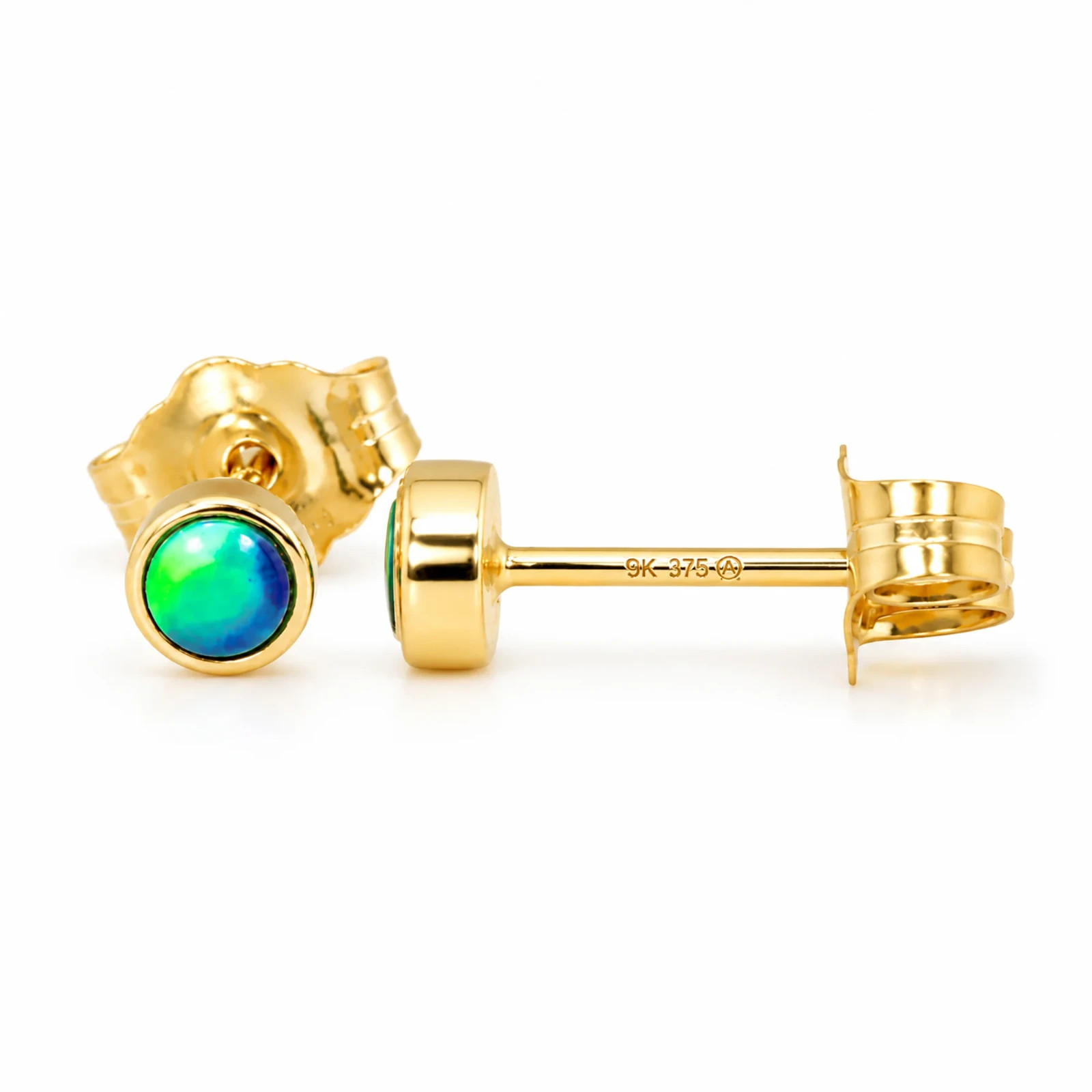 Australian Opal Earrings 9K Yellow Gold Dainty Stud Earrings