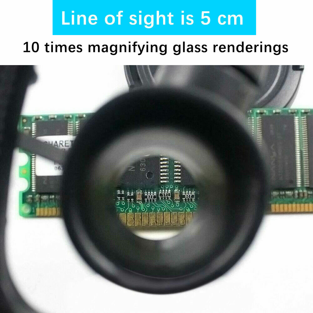 Magnifying Glass LED Light Lamp Visor Head Loupe Jeweler Headband Magnifier
