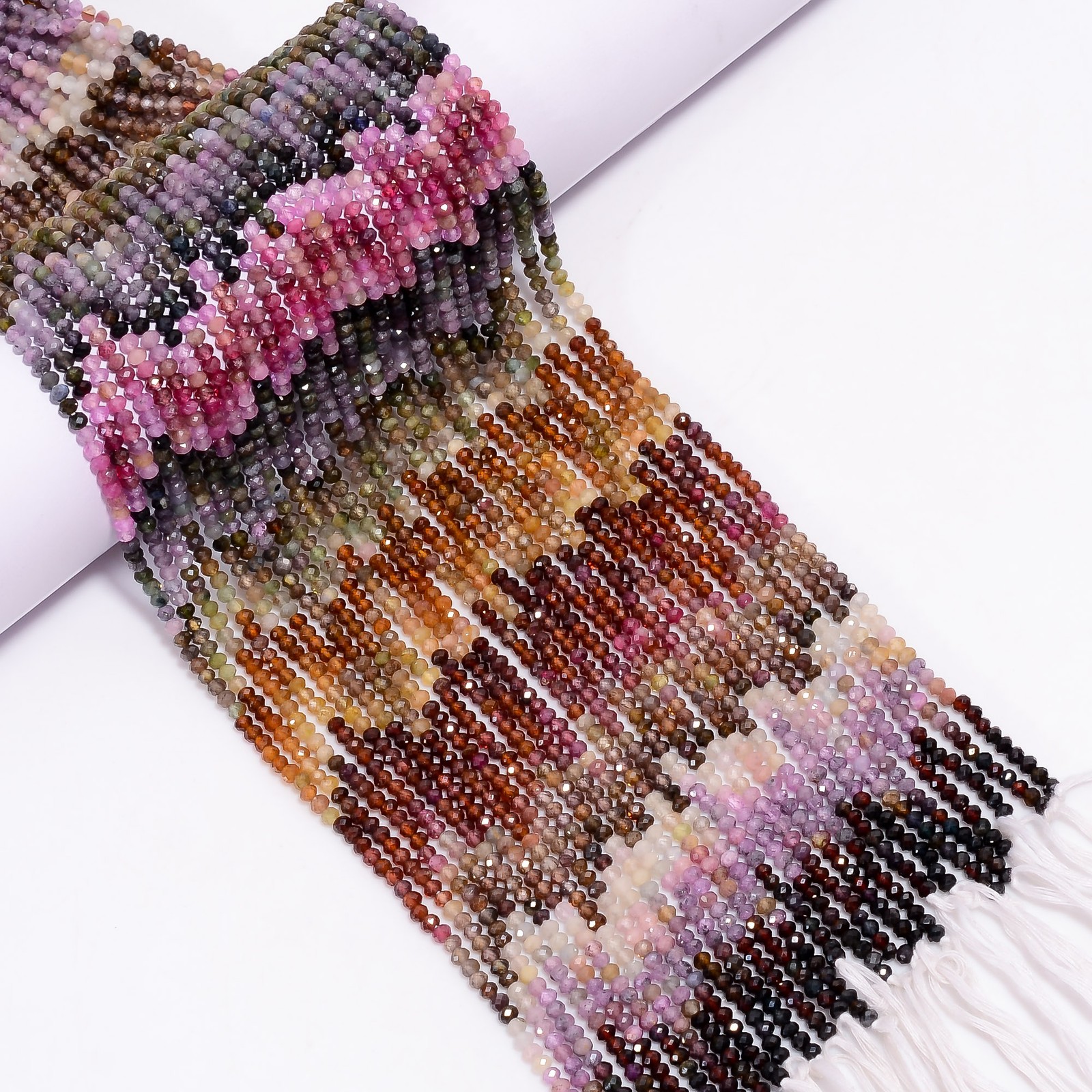 Natural Multi Sapphire Gemstone Round Faceted Beads 3X3 mm Strand 12.5″ AB-907