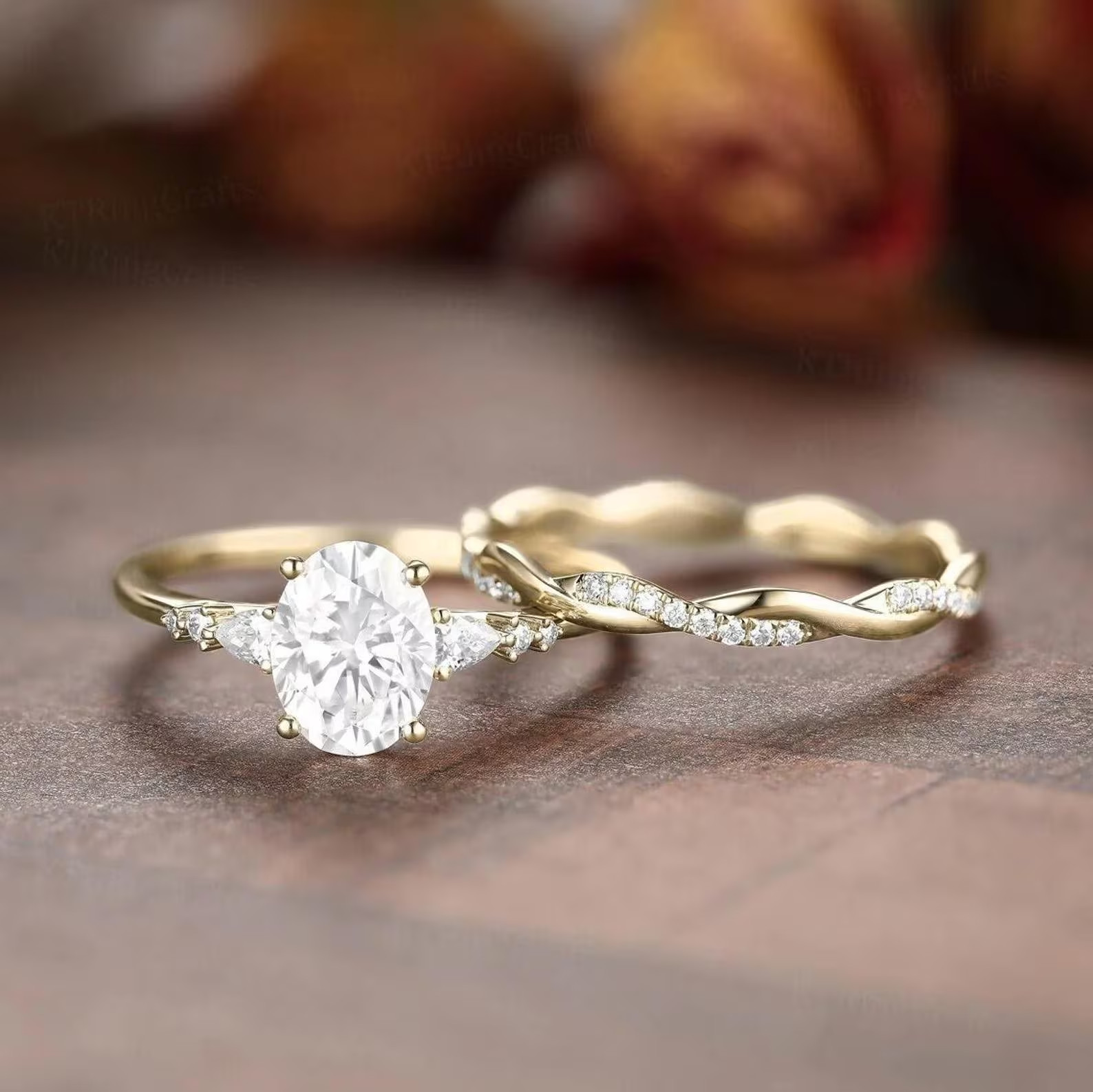 2CTW Oval Moissanite Engagement Ring set, Bridal set, Promise Ring For Her