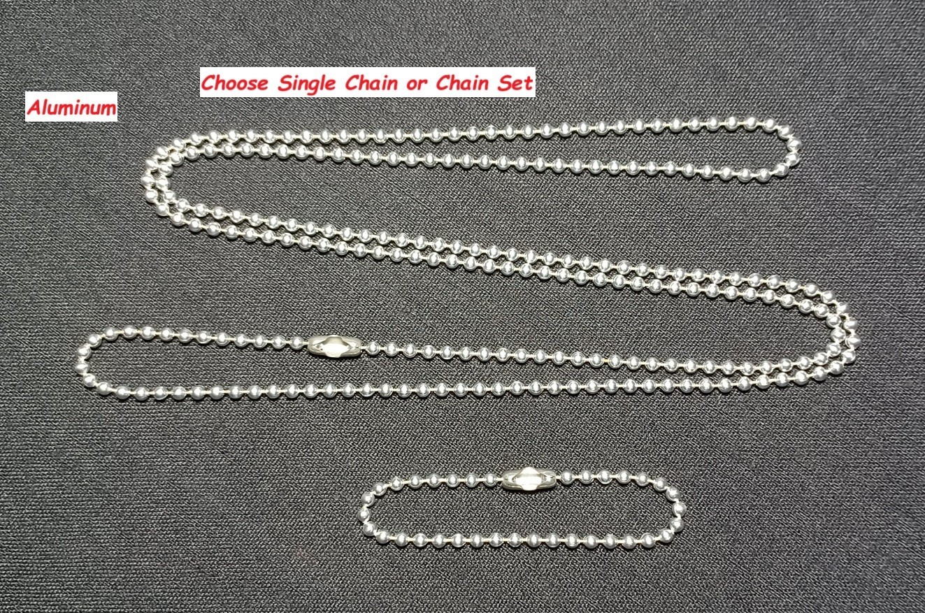 Military Army Navy Marine AF Dog Tag 2.4mm Ball Bead Chain or Chain Set FreeShip