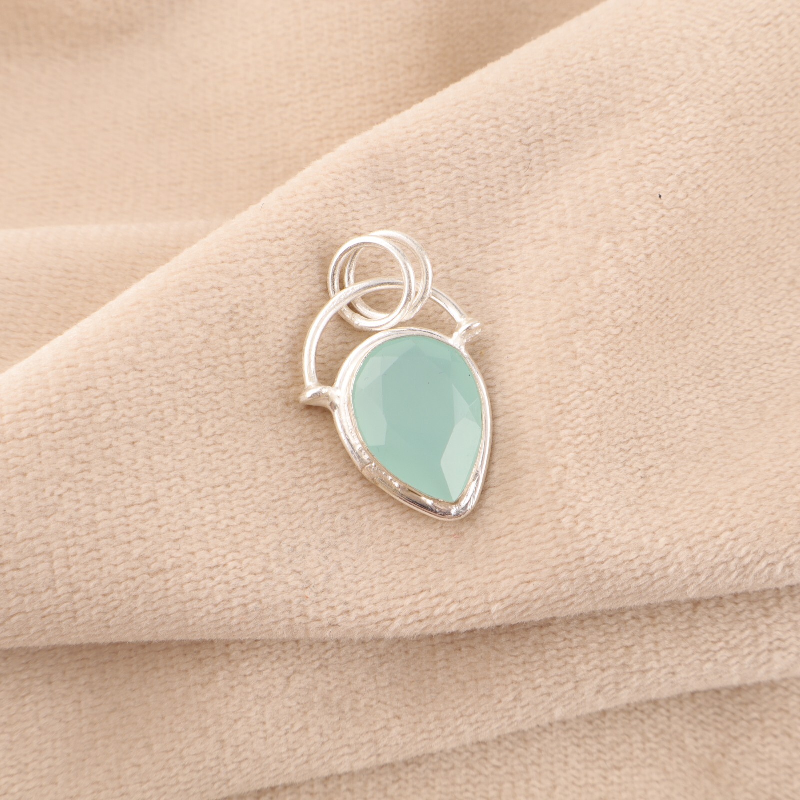 Aqua Chalcedony Gemstone Jewelry 925 Silver Handmade Dainty Pendant 1.01″For Her