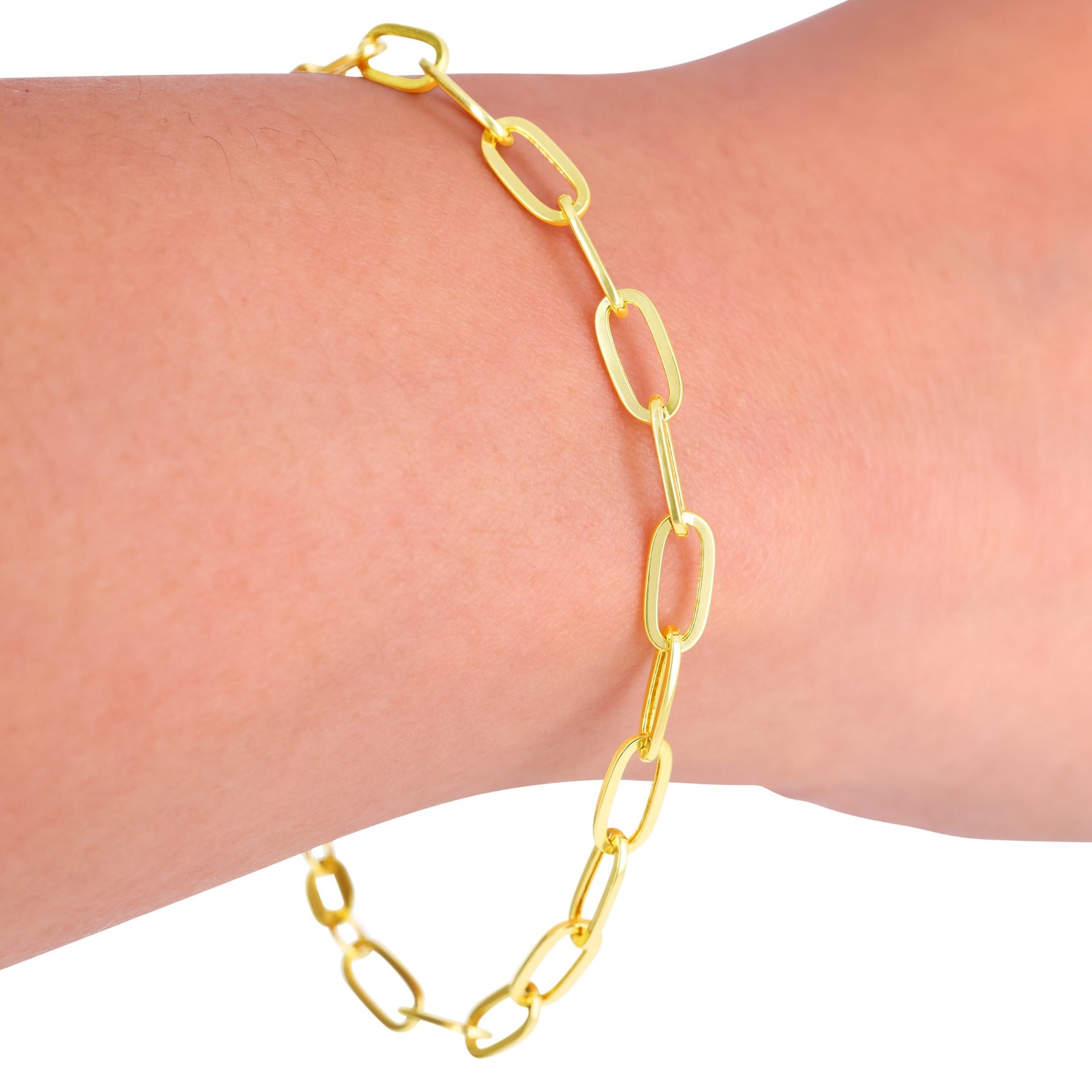 10k Yellow Gold Paperclip 2mm-7mm Chain Cable Rolo Bracelet Mens Womens 7″ – 8″