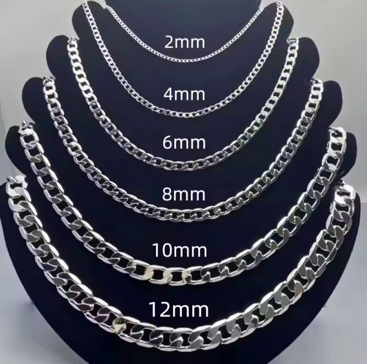 Real 925 Sterling Silver Cuban Curb Chain Necklace for Men Italy