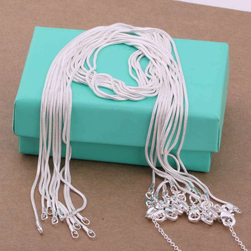 5/10Pcs Wholesale 925Sterling Solid Silver 2Mm 16-24 Inches Snake Chain Necklace