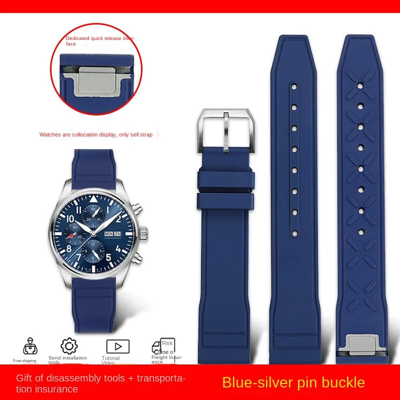 Fluoro Rubber Watch Strap for IWC Pilot IW388103/101 20 21mm Quick Release Band