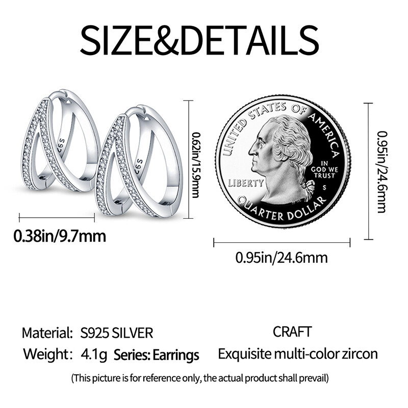 KUNSIR Double Hoop Earrings Silver Huggie Hoop Earrings For Women Loop Earrings