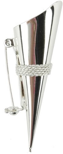 Victoria Lynn Brand Sealed Lapel Vase Pin with Braid Trim Silver Color, NEW