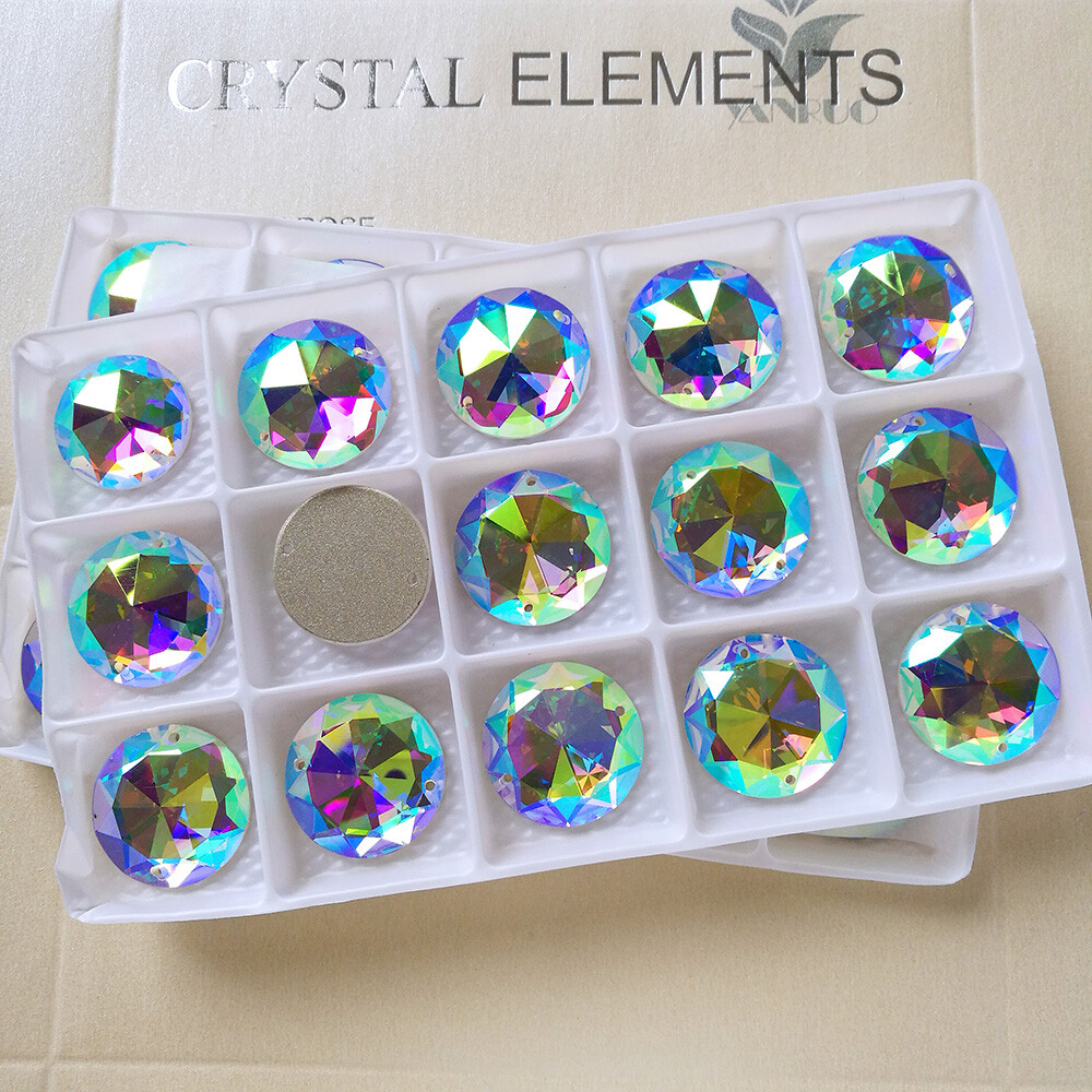2003TH AB Round Flatback Rhinestone Sew On Strass Stones 16,18,20,25,35,40,45mm