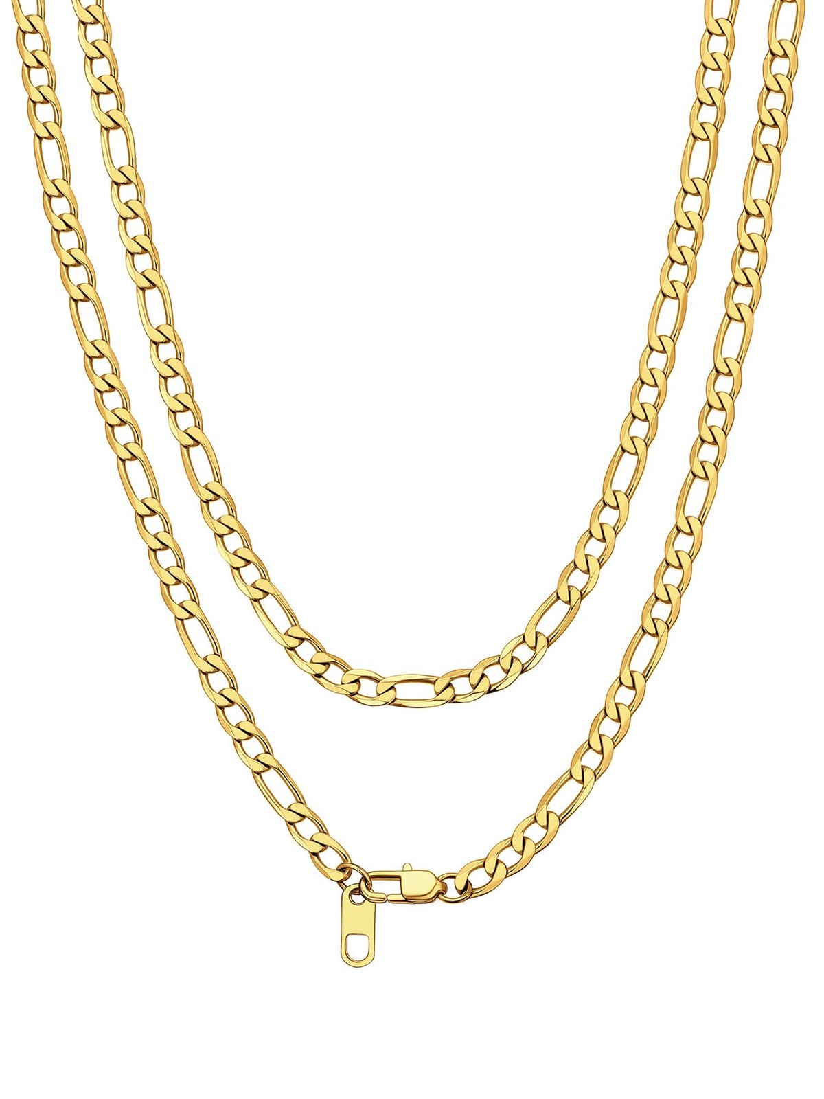 Bandmax Mens Womens Stainless Steel Gold Plated Figaro Chains 18 Inch 4MM Shi…