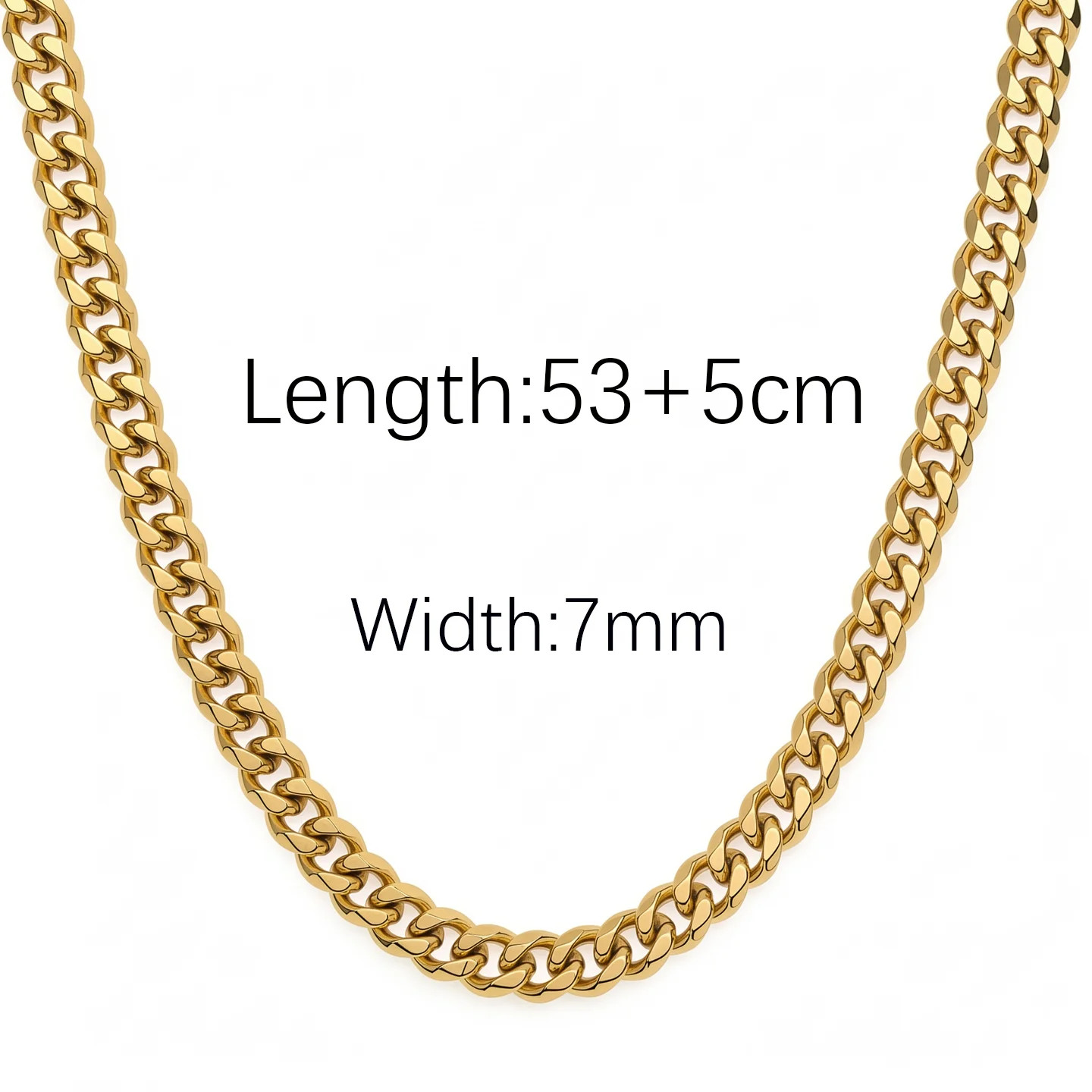 European and American Hip-Hop 6-sided Polished Cuban Chain, Colorfast Titanium S