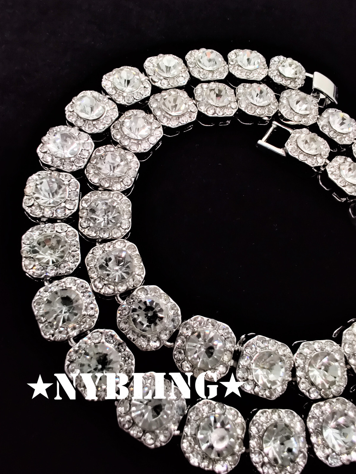 Iced Baguette Cluster Tennis Chain Necklace Plated CZ Fashion Hip Hop Jewelry