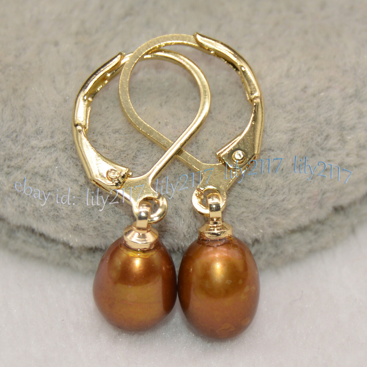 Multicolor 7-8mm Natural Freshwater Rice Pearl Dangle Gold Leverback Earrings