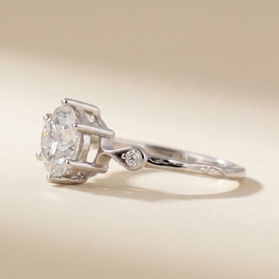 2.50Ct Round-Cut VS1 Lab Grown Diamond Wedding Engagement Ring 14k White Gold