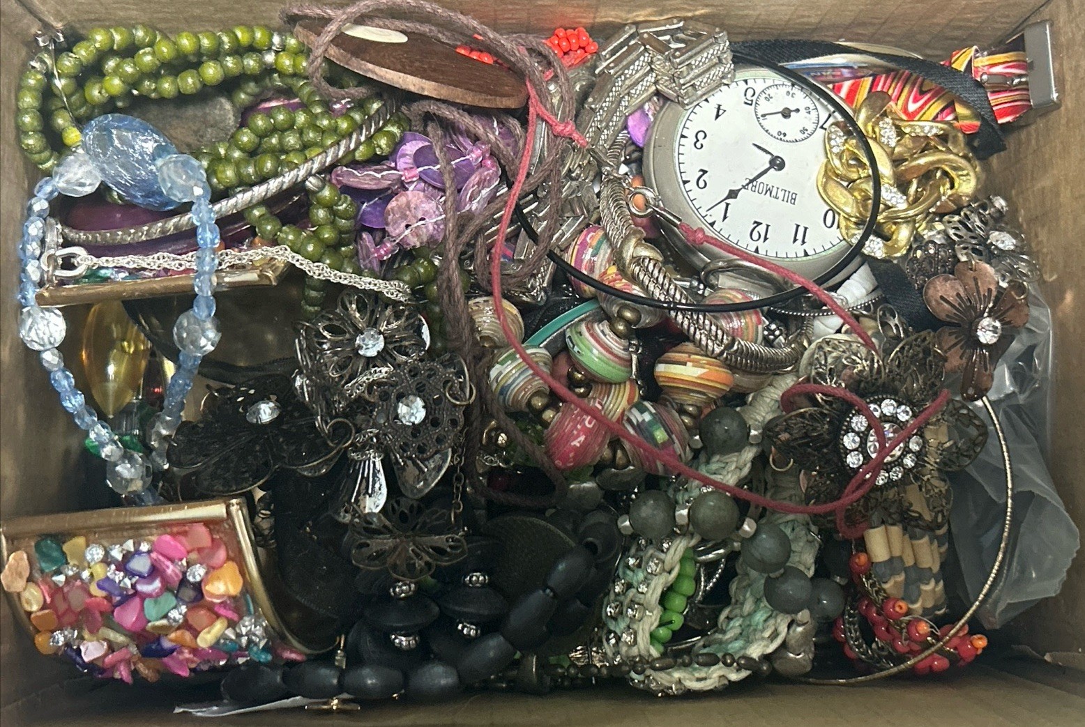 HUGE 5 + Lbs Jewelry WEARABLE Lot Tangled Unsearched VINTAGE ESTATE TREASURE