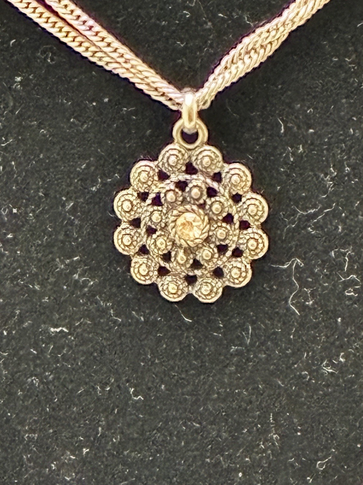 Vintage Silver Tone Multi Strand Layered Locket Necklace Floral Filigree Slide