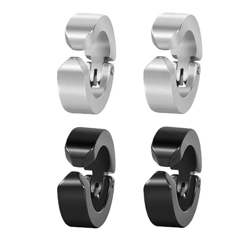 2pcs 316L Cuff Earring Non Piercing Hoop Earring Clip On Earring Fake Piercing