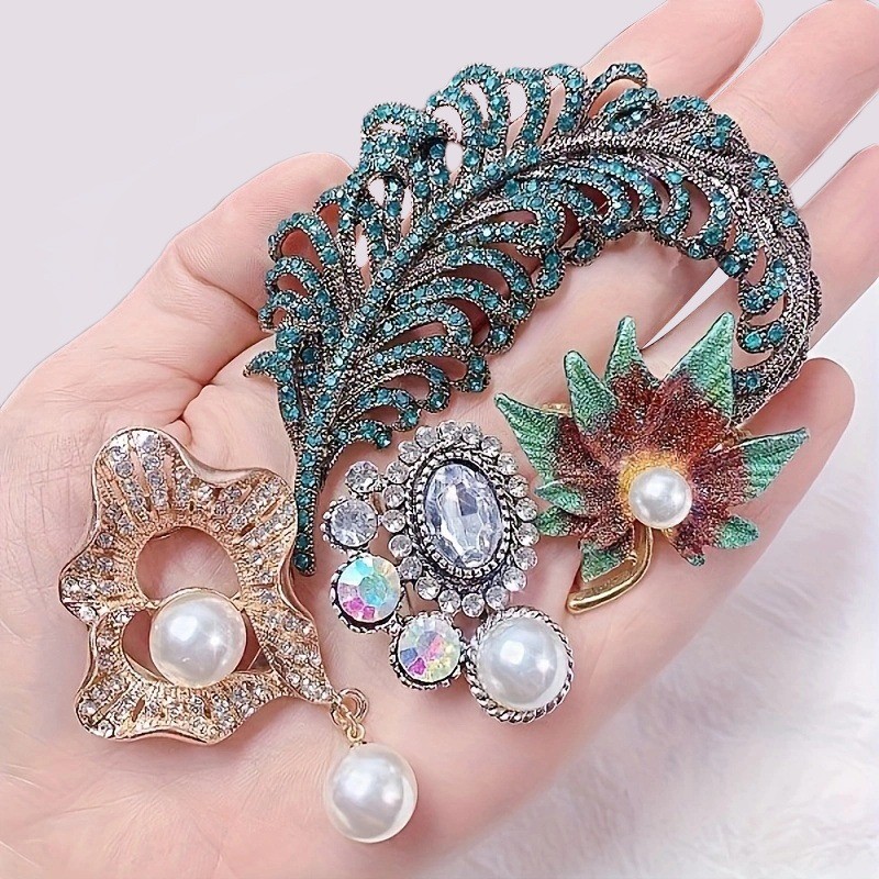 10/20 PCS Mixed Elegant Vintage Colorful Rhinestone Brooch Fashion Jewelry Gift
