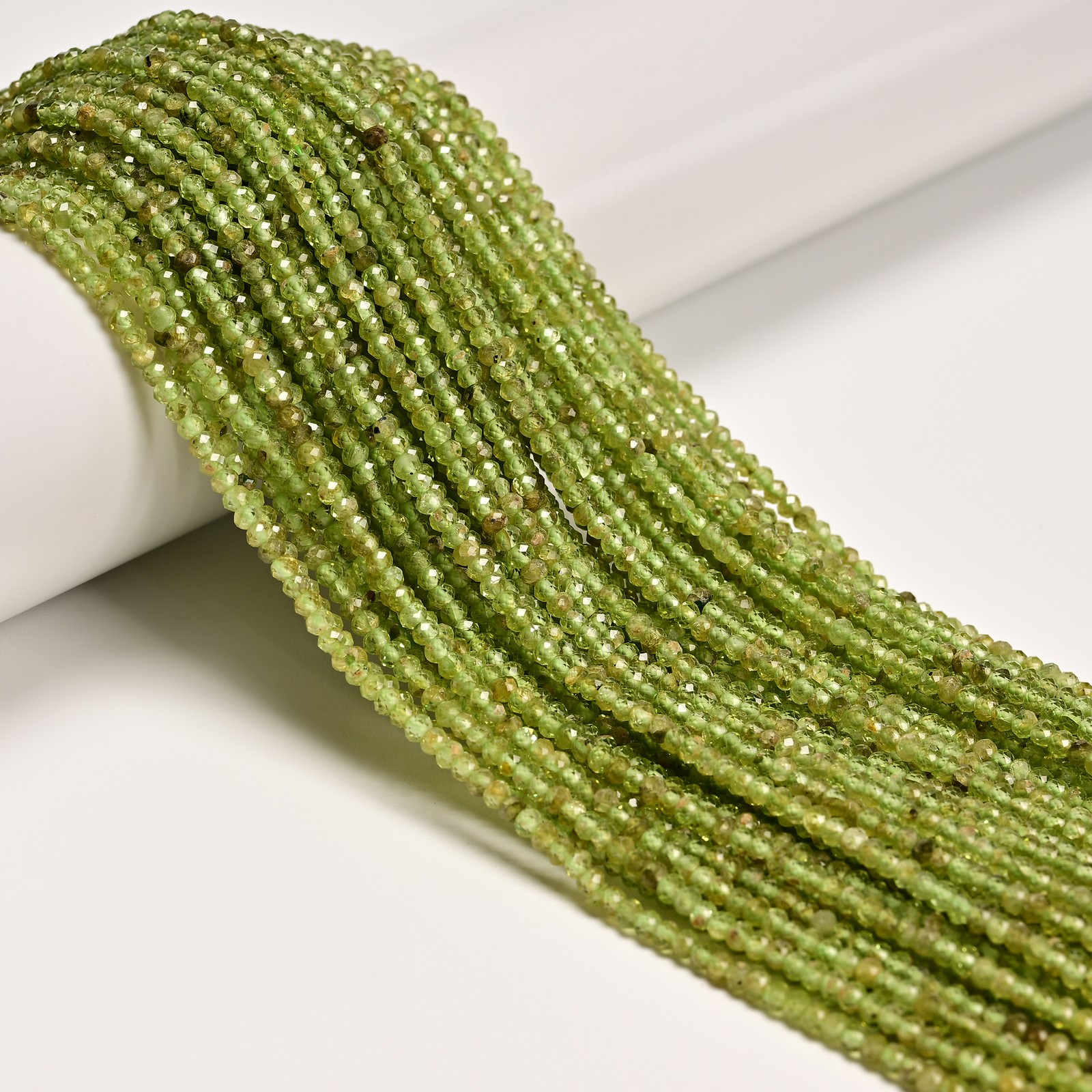 Natural Peridot Faceted Rondelle Beads Size 2x3mm 15.5” Strand