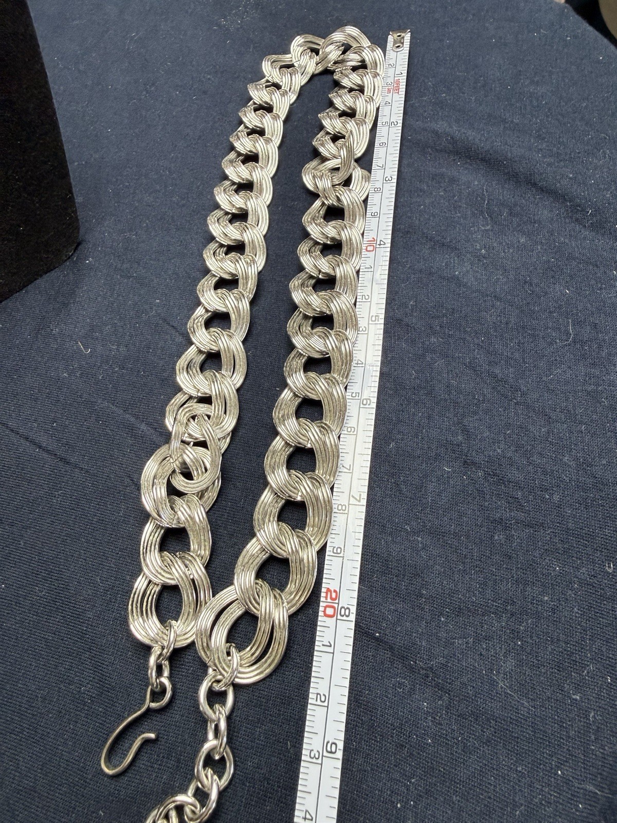 Monet Vintage Chunky Double Curb Link Necklace Silver Tone Thick HEAVY 18”