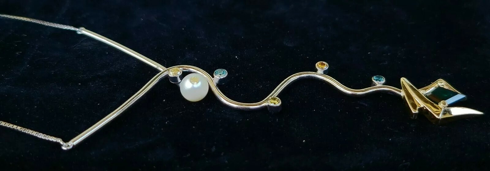Gold Diamond Necklace Pearl 14k Drop