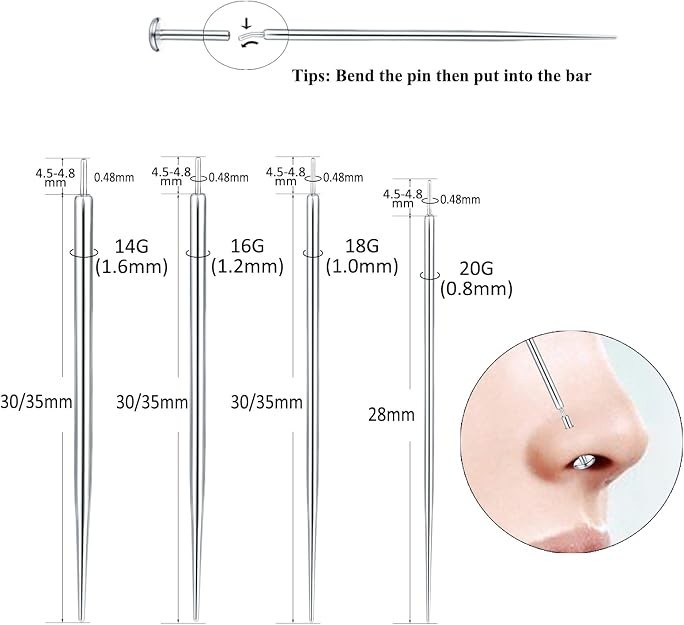 10pc Titanium Ear Insertion Taper Threadless Flat back Tool Labret Earrings Stud
