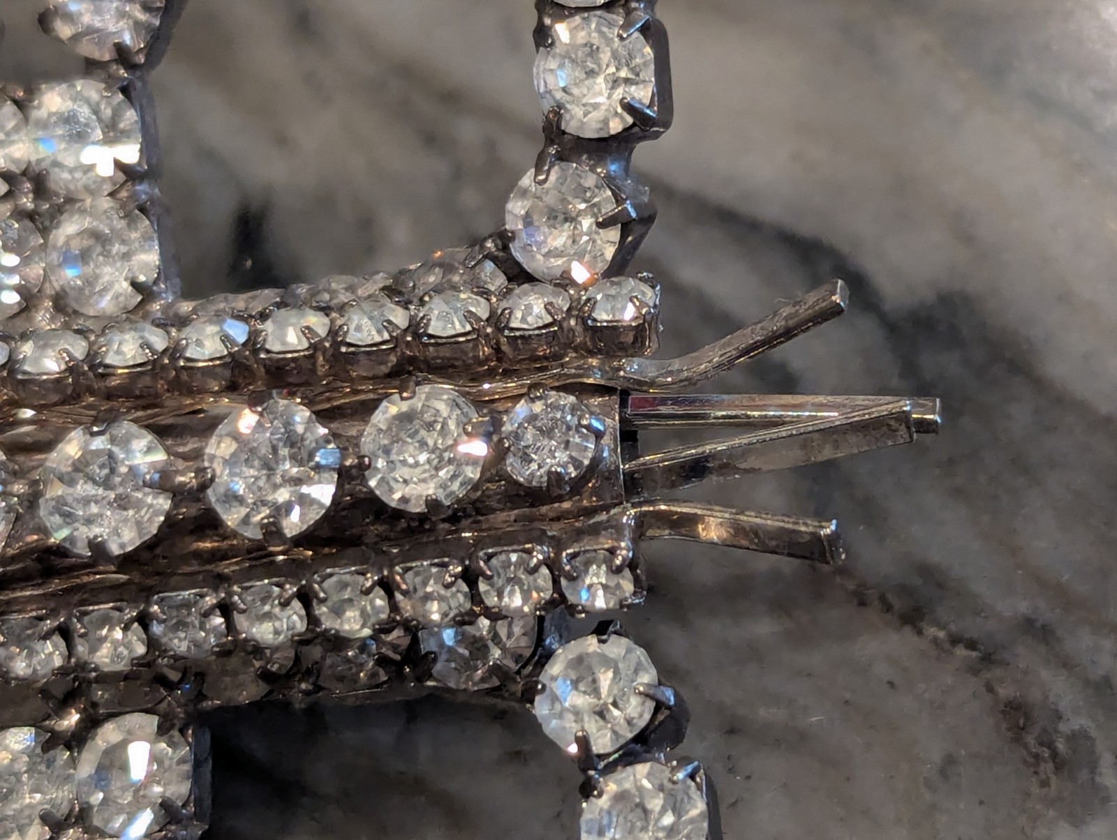 Antique Butterfly Brooch w Removable Hairpins Foil Back Strass Paste…