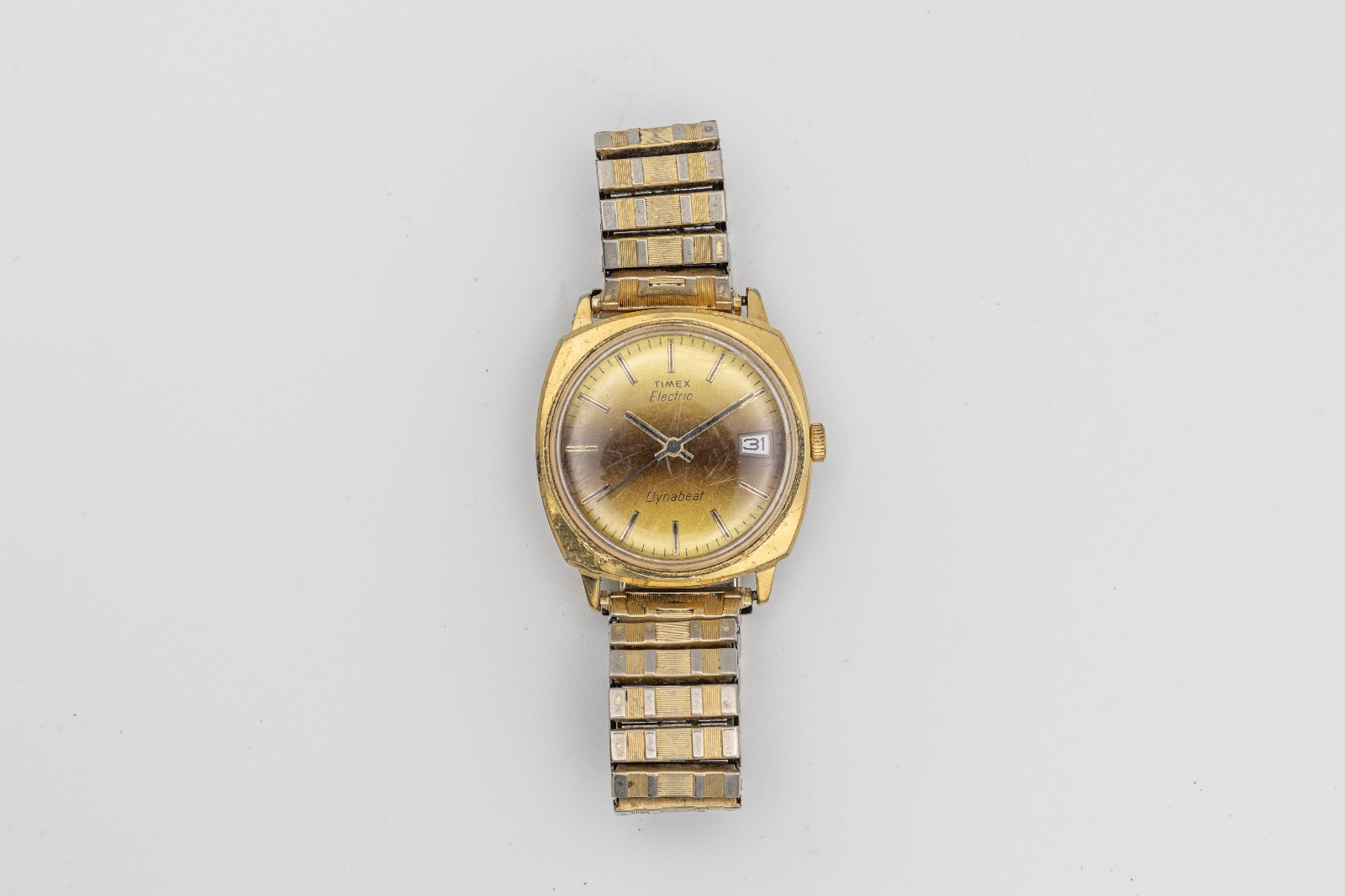 Vintage Timex Electric Dynabeat Gold Tone Watch Great Britain – Running