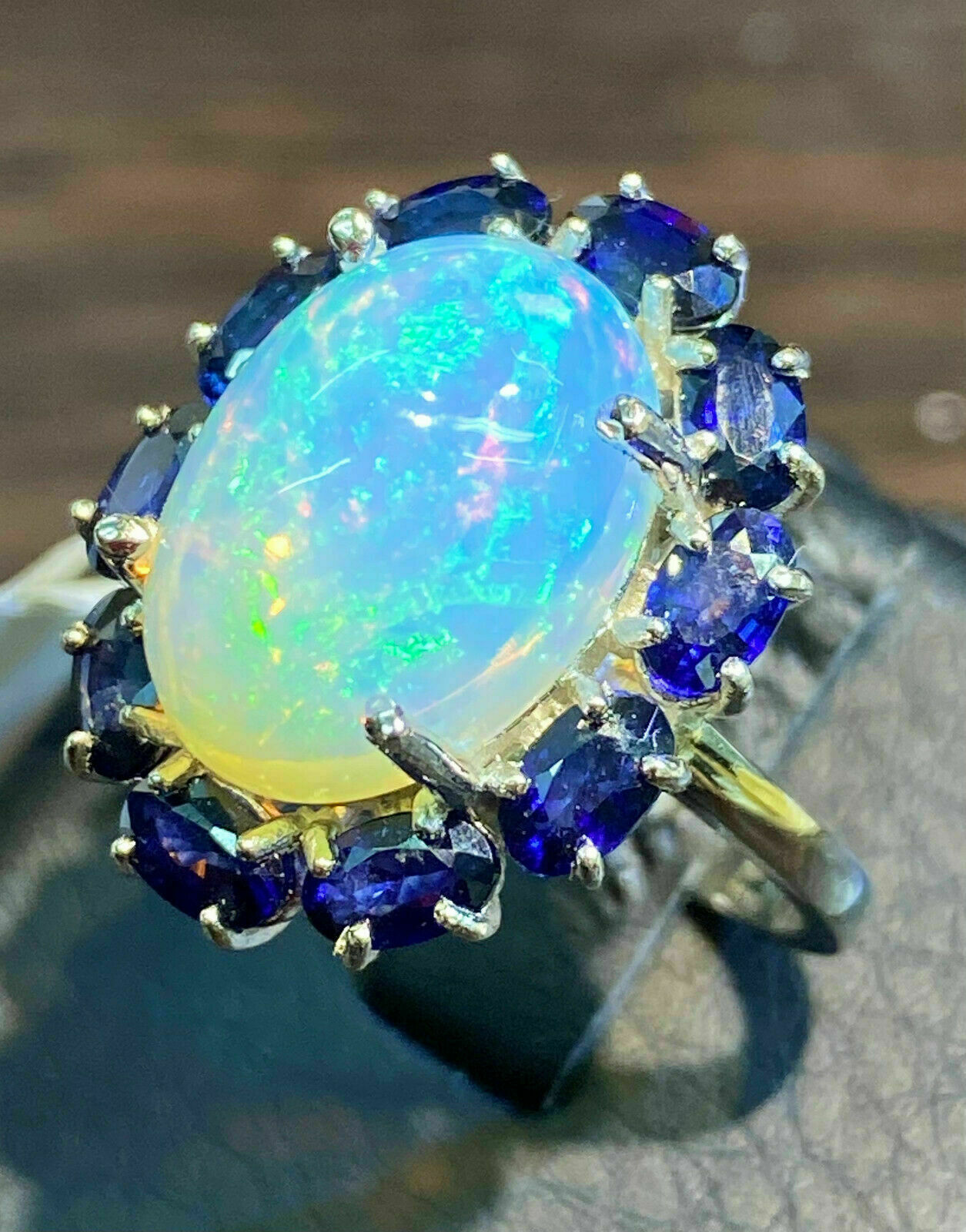 Natural Fire Opal 6Ct Oval Cut Halo Engagement Ring 14K White Gold Plated Silver