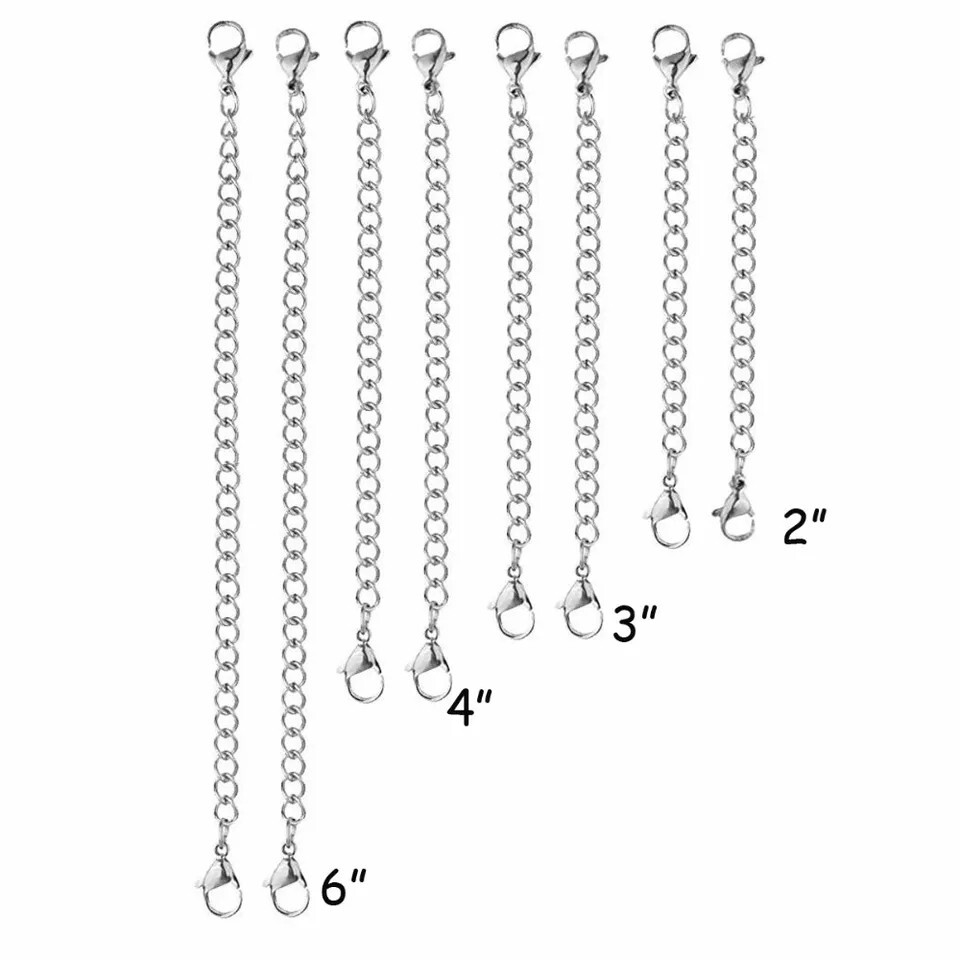 2-Pack Extender /Safety Chain Extender Necklace Bracelet Lobster lock 1″ To 6″