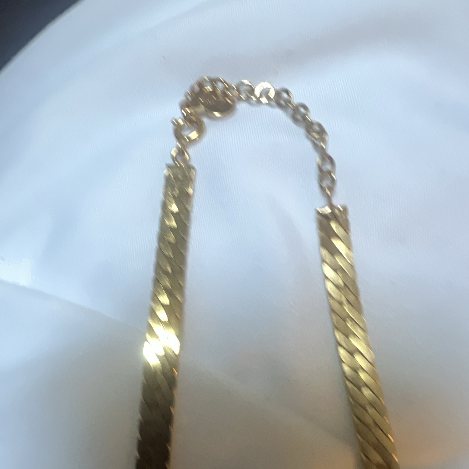 Vintage Christian Dior Gold Tone V Necklace Clear Rhinestone Choker Signed