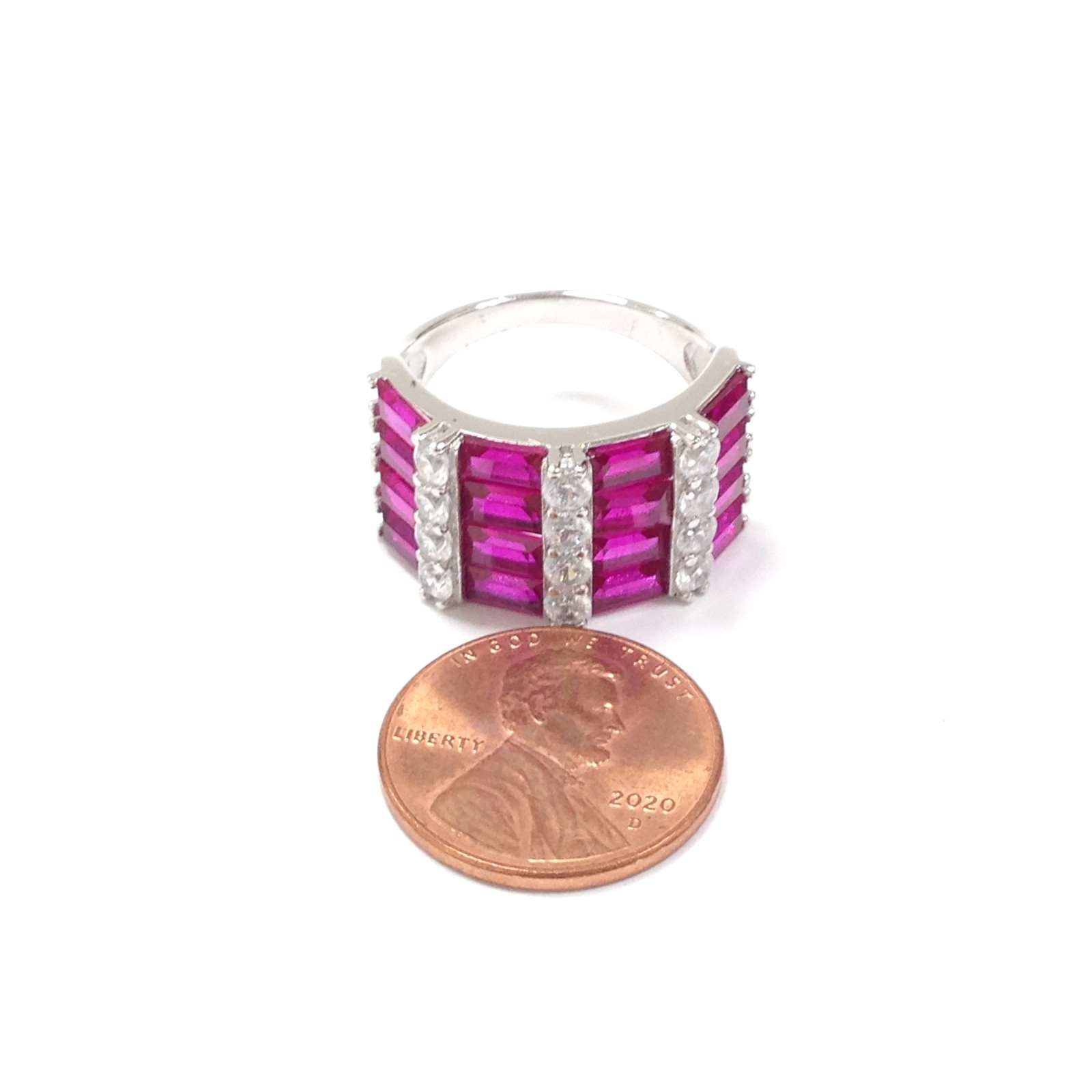 FZN Fuzion Creations Sterling Silver Channel Set Red Stone Ring Size 8 Jewelry